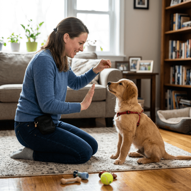 puppy learning obedience at home