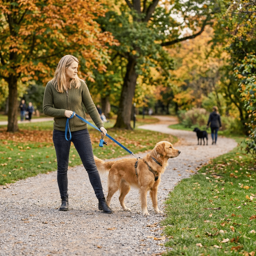 Reactive dog barking at another dog while on a leash
